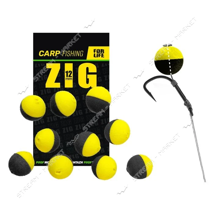 Плавающая насадка ZIG 12mm черно-желтая 10шт                                                        