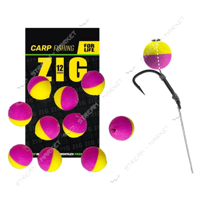 Плавающая насадка ZIG 12mm розово-желтая 10шт