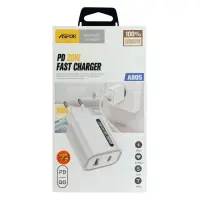 Сетевое зарядное устройство Aspor A805 USB/USB-C/PD 20W плюс кабель Type-C to Type-C белый