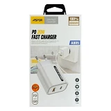 Сетевое зарядное устройство Aspor A805 USB/USB-C/PD 20W плюс кабель Type-C to Lightning белый
