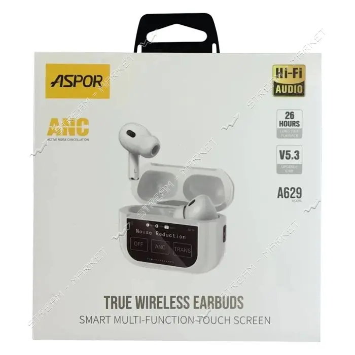 Bluetooth наушники Aspor A629 ANC Earbuds with Touch Screen белый                                   