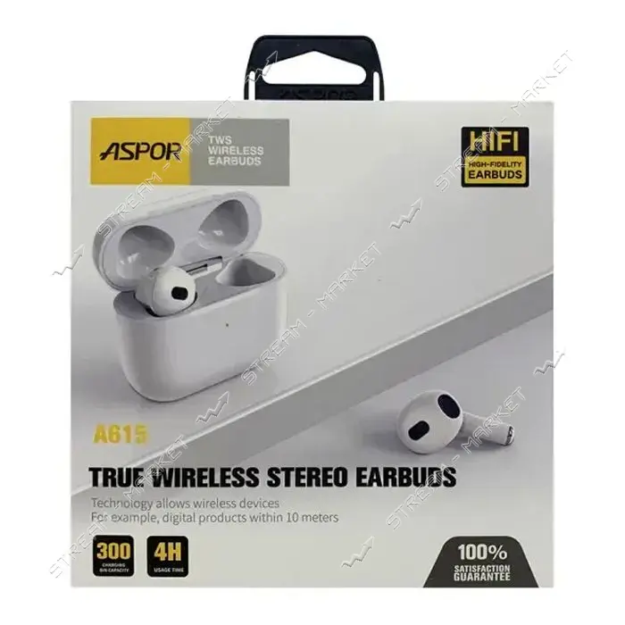 Bluetooth наушники Aspor A615 3rd generation белый