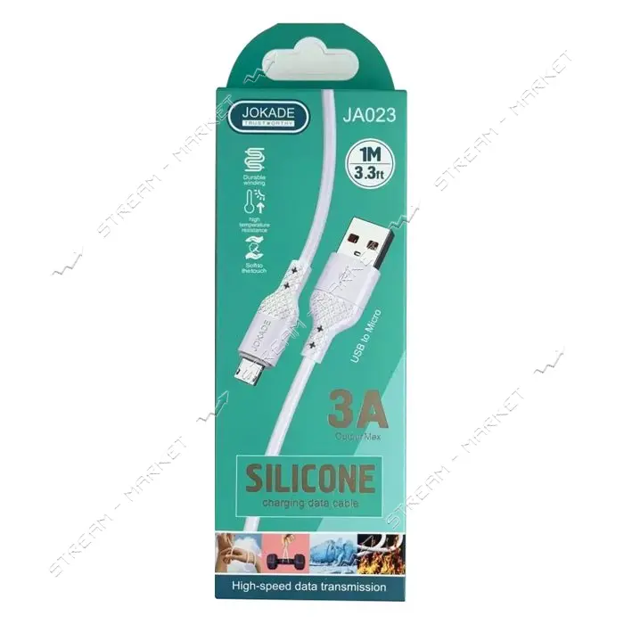 Кабель Jokade  JA023 Micro 3A Silicone 1м белый                                                     
