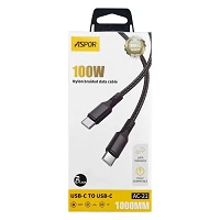 Кабель Aspor AC-21 Nylon Type-C to Type-C 100W 1м черный                                            