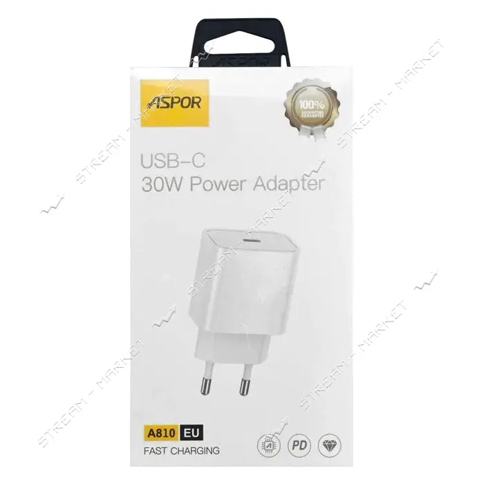 Сетевое зарядное устройство Aspor A810 USB-C/PD 30W белый