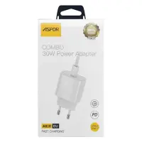 Сетевое зарядное устройство Aspor A810 USB-C/PD 30W плюс кабель Type-C to Type-C белый              