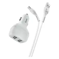 Автомобильное зарядное устройство Hoco Z36 Leader Type-C 2USB белый                                 