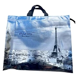 Эко-сумка на змейке ламинированная Paris 42х35х12см серебряная