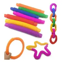 Трубы пластиковые эластичные Fidget Pop Tube набор 12шт