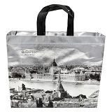Эко-сумка на змейке ламинированная Budapest 42х35х12см серебряная