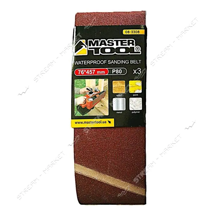 Стрічка шліфувальна Mastertool 08-3308 80 76х457мм 3шт