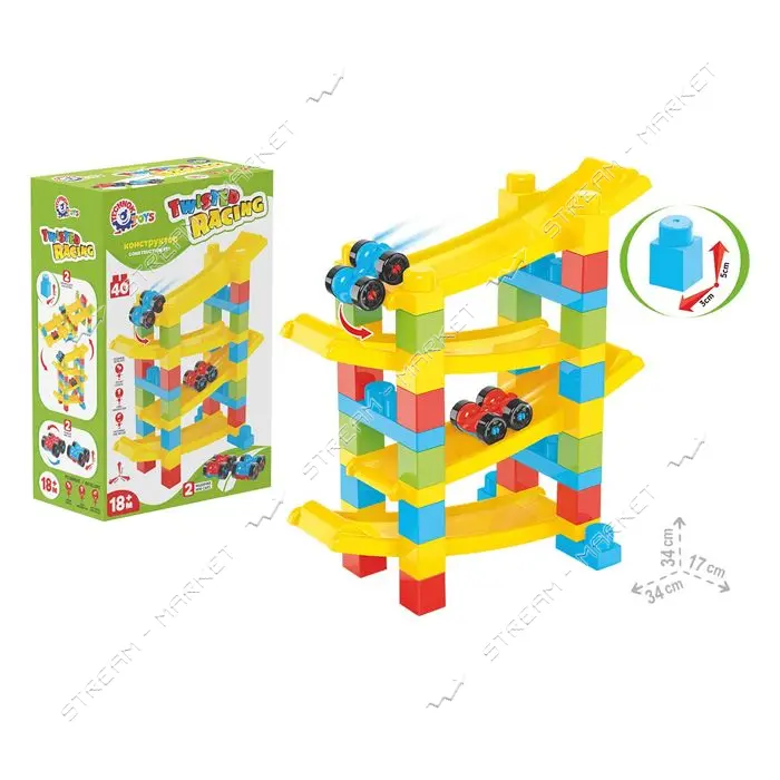 Игрушка ТехноК Конструктор с машинками арт 9581 25х13.5х37.5см