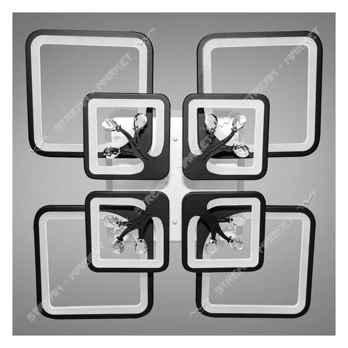 Люстра LED Diasha светодиодная 190Вт 12х60х60см 8157/4 плюс 4BK LED 3color dimmer черный