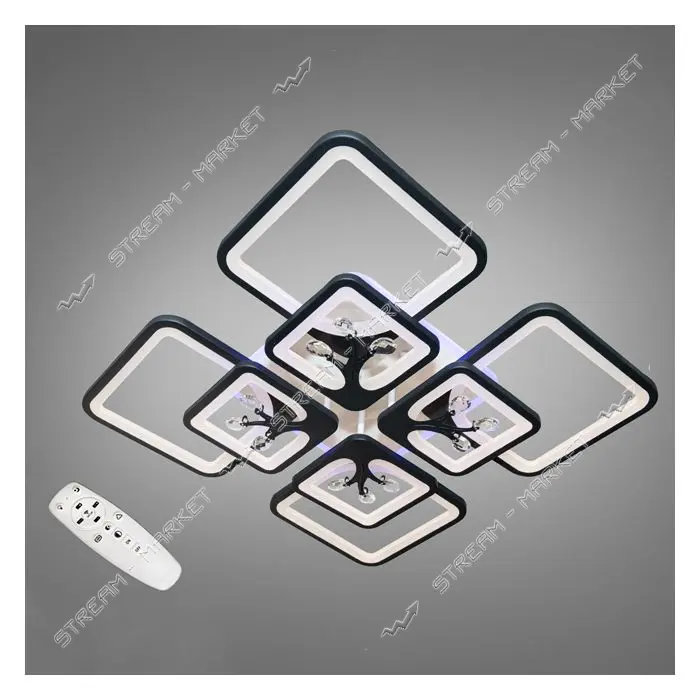 Люстра LED Diasha светодиодная 190Вт 12х60х60см 8157/4 плюс 4BK LED 3color dimmer черный