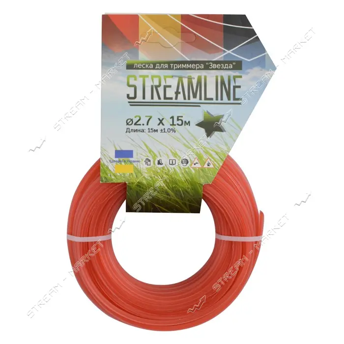 Леска для триммера Streamline 2.7мм 15м звезда 10 плюс 1 11шт                                       