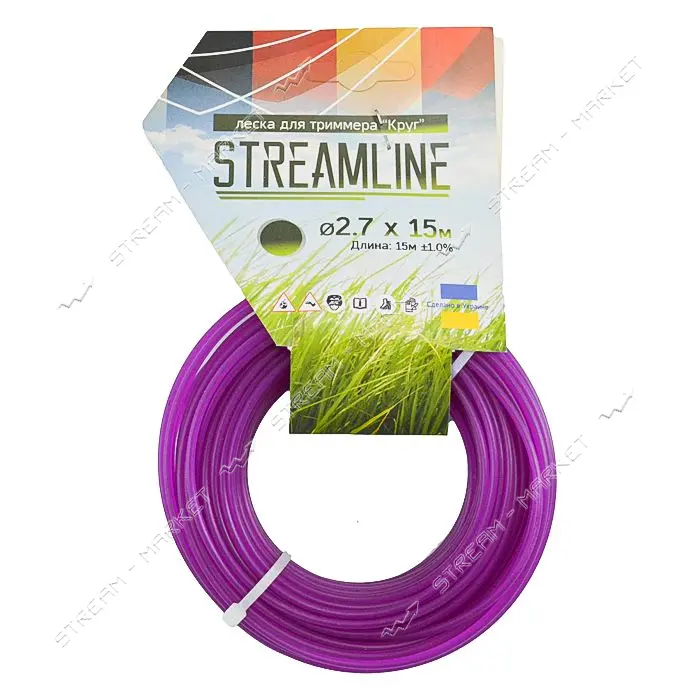 Леска для триммера Streamline 2.7мм 15м круг 10 плюс 1 11шт