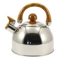 Чайник нержавійка 2л зі свистком нержавійка кришка ZB 001/2 коричнева ручка                         