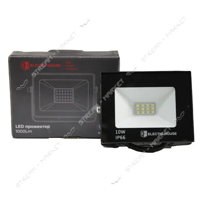 LED прожектор Electro House EH-FDL-10W IP66 холодный белый SMD2835 6500К                            