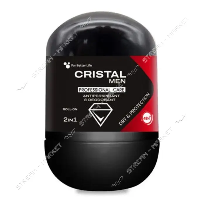 Антиперспирант Cristal шариковый для мужчин 2в1 с солями алюминия 50мл