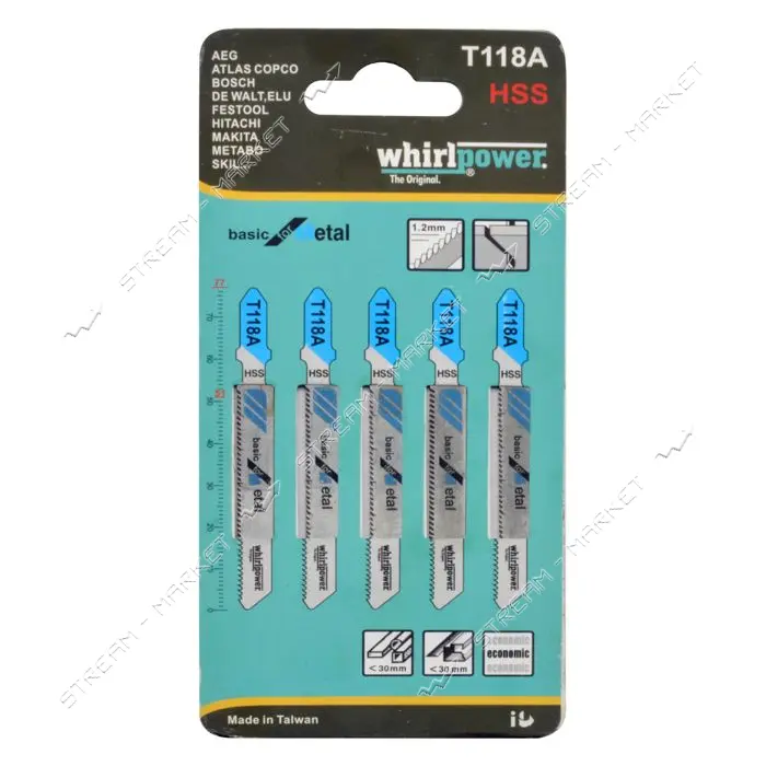 Пилки для электро лобзика Whirpower T118А 5шт