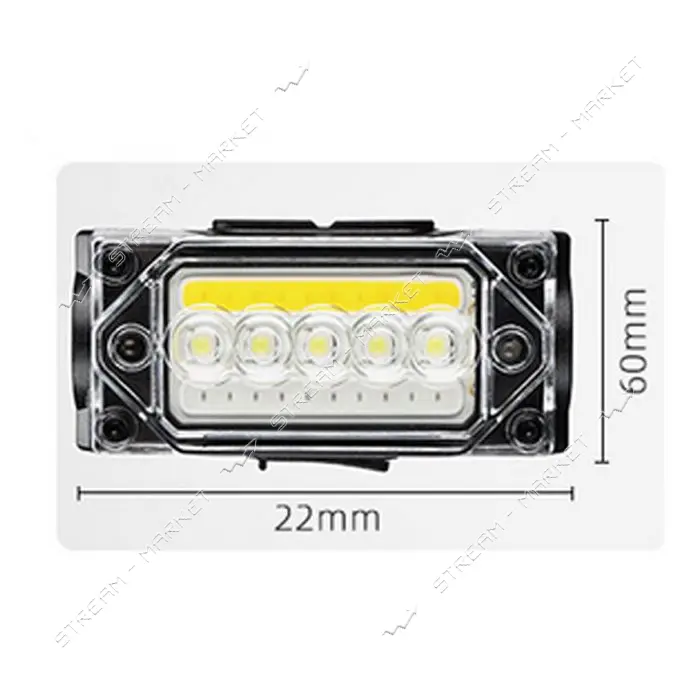 Фонарь налобный YY-19С-5SMD плюс COB белый желтый красный ЗУ Type-C Box Li-Ion аккум магнит         