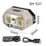 Фонарь налобный SH-S31-XPE плюс COB белый красный ЗУ Type-C Box встроенный аккумулятор