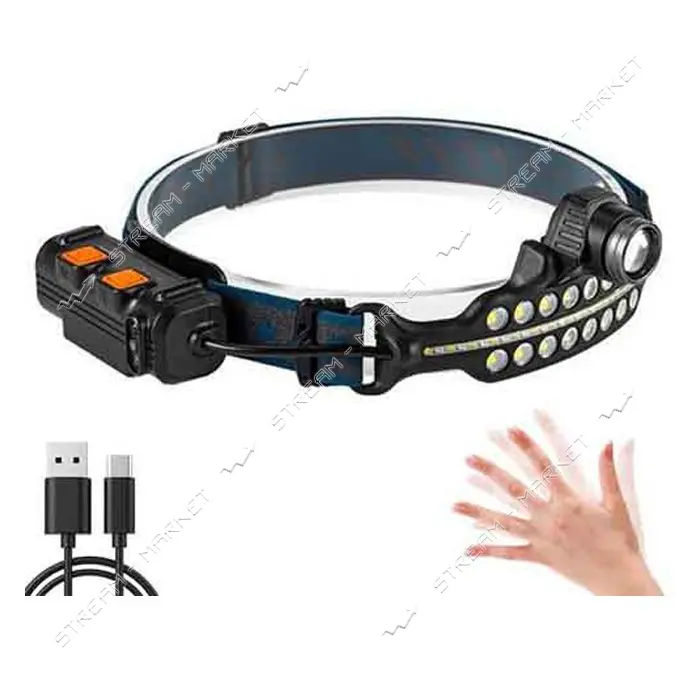 Фонарь налобный BL-W690-LTS плюс SMD белый красный ЗУ Type-C Li-Ion аккум zoom Box                  