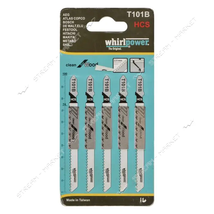 Пилки для электро лобзика Whirpower T101B 5шт