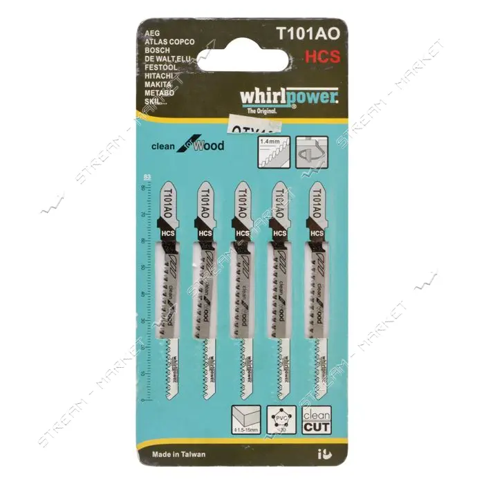 Пилки для электро лобзика Whirpower T101АО 5шт