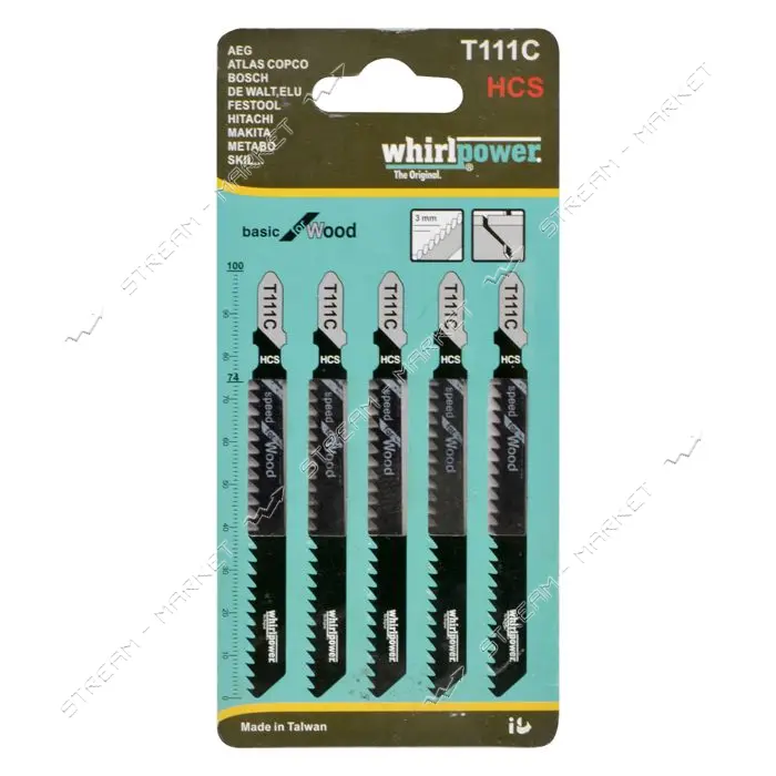 Пилки для электро лобзика Whirpower T111C  5шт                                                      