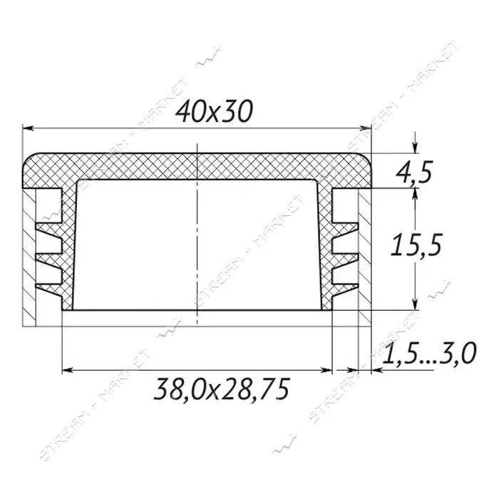 ADVANTA Заглушка прямоугольная для профильной трубы 30х40