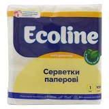 Салфетки столовые Eco-Line однослойные 100шт белые                                                  