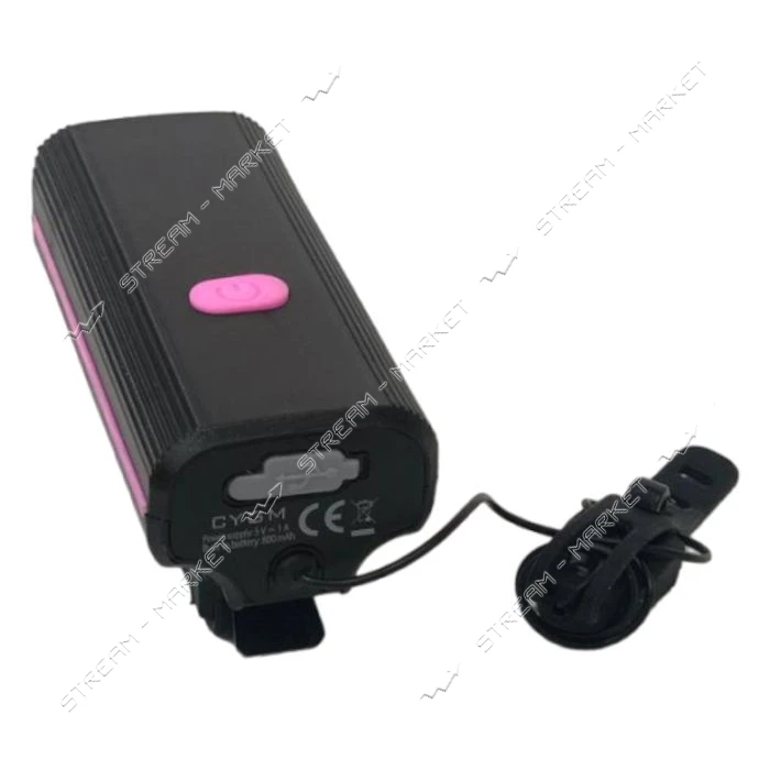 Фара велосипедная с сигналом 7588 аккумулятор ЗУ micro USB