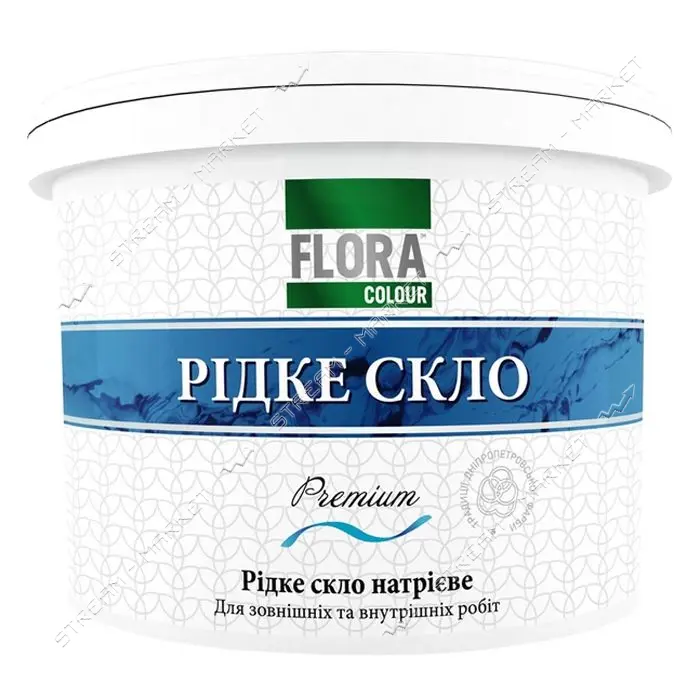 УЦЕНКА!Клей Жидкое стекло Flora colour 1.25кг мятая банка                                           