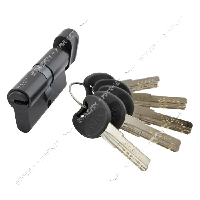 Секрет YU-TL цинк ZN/BR 60 mat black 30/30T ключ/поворот 5 ключей черный матовый