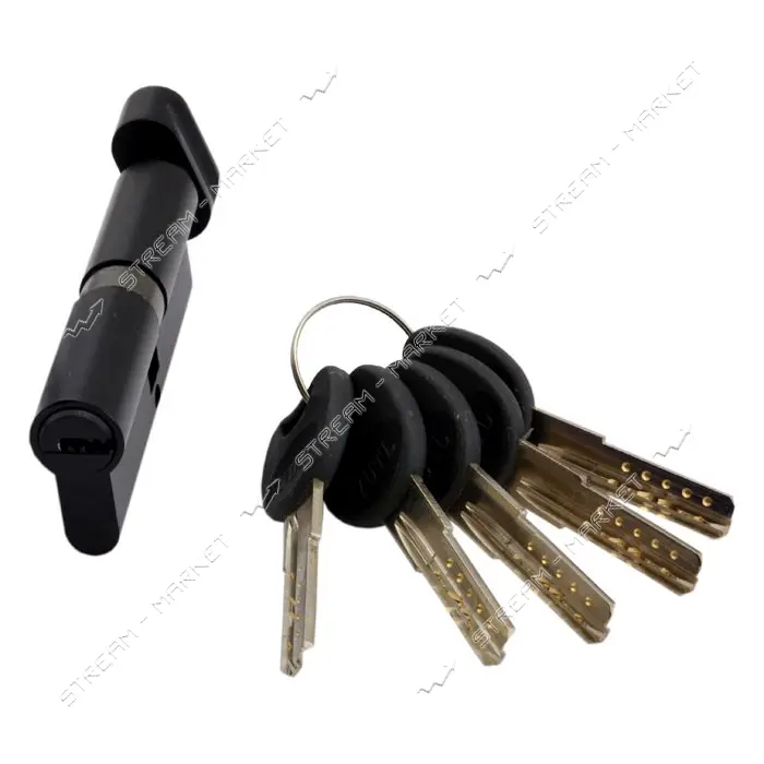 Секрет YU-TL цинк ZN/BR 90 mat black 45/45T ключ/поворот 5 ключей матовый черный