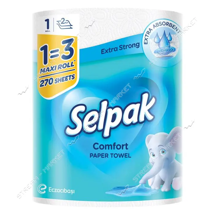 Полотенца бумажные Selpak Comfort Maxi 1 равно 3 целлюлозные 2-слойные 1шт