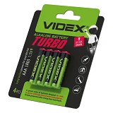 Батарейка VidexTurbo щелочная AA/LR6 пальчик 4шт блистер