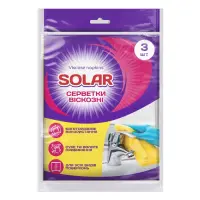 Салфетки бытовые для уборки Solar вискозные 3шт                                                     