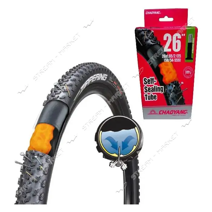 Камера велосипедная 26x1.95/2.125 ChaoYang AV48мм Self sealing antipuncture gel антипрокол