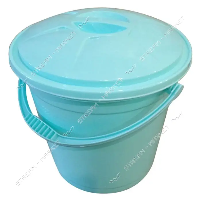 Ведро для пищевых продуктов R Plastic 15л с пластиковой ручкой с крышкой мятное