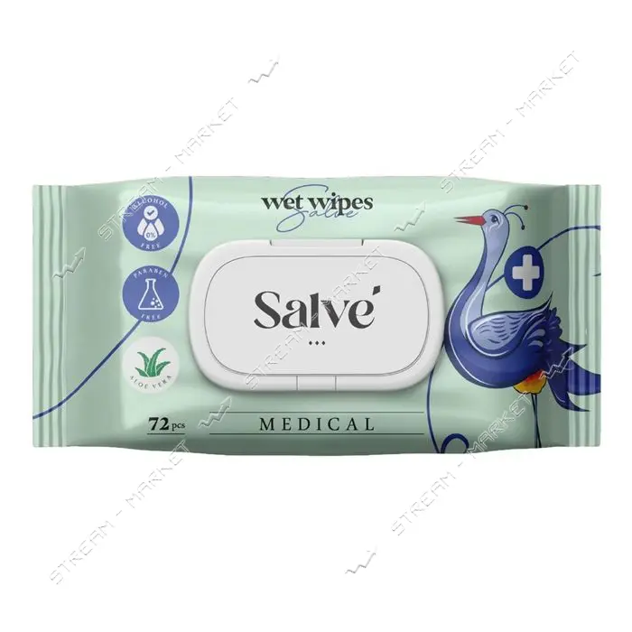 Салфетки влажные медицинские Salve 72шт                                                             