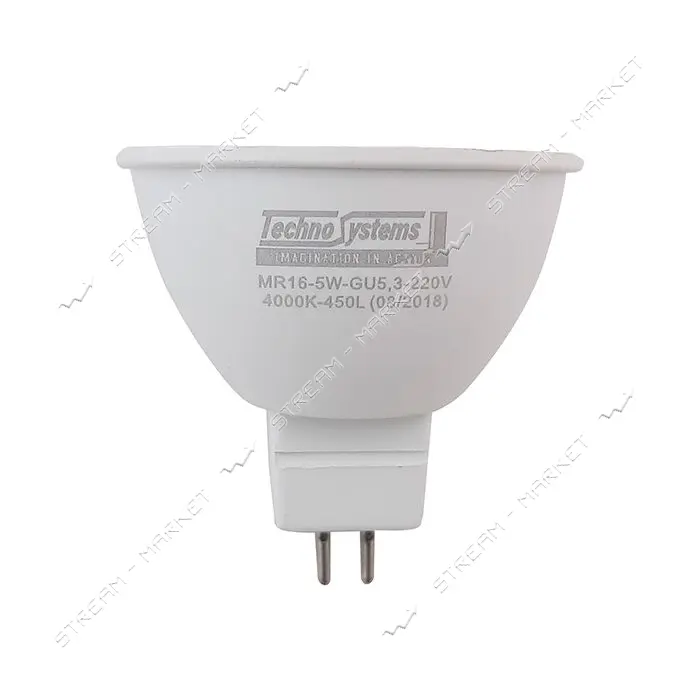 Лампа светодиодная Techno Systems LED MR16-5W-GU5.3-220V-4000K-450L ICCD
