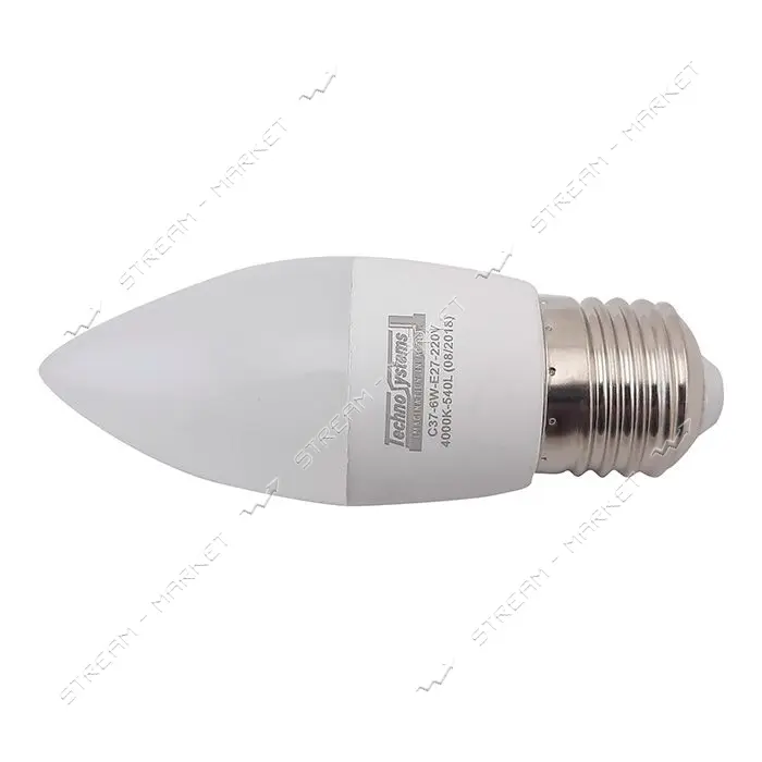 Лампа светодиодная Techno Systems LED Bulb-C37-6W-E27-220V-4000K-540L ICCD свечка                   