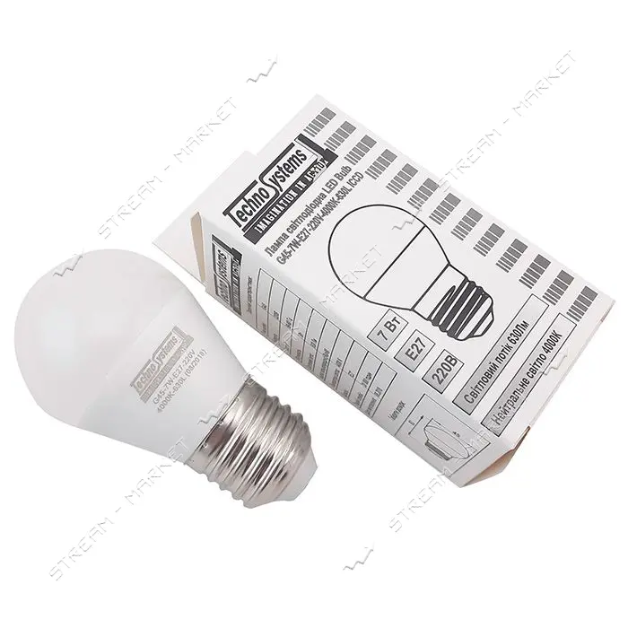 Лампа светодиодная Techno Systems LED Bulb G45-7W-E27-220V-4000K-630L ICCD шар                      