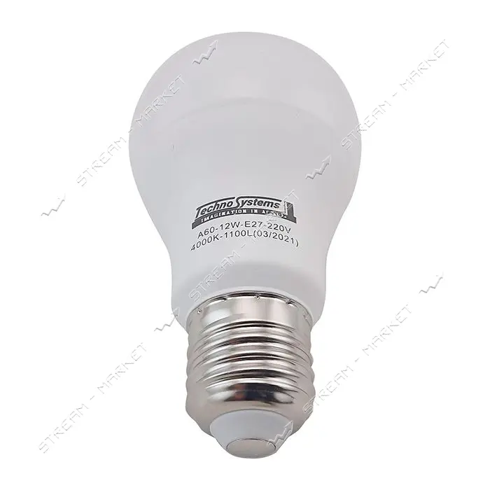 Лампа светодиодная Techno Systems LED Bulb A60-12W-E27-220V-4000K-1100L ICCD шар                    
