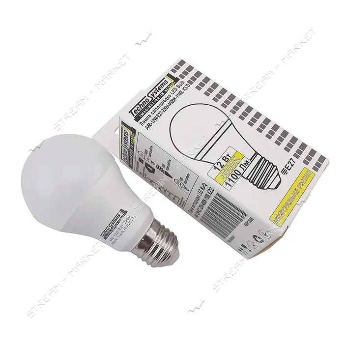Лампа светодиодная Techno Systems LED Bulb A60-12W-E27-220V-4000K-1100L ICCD шар                    