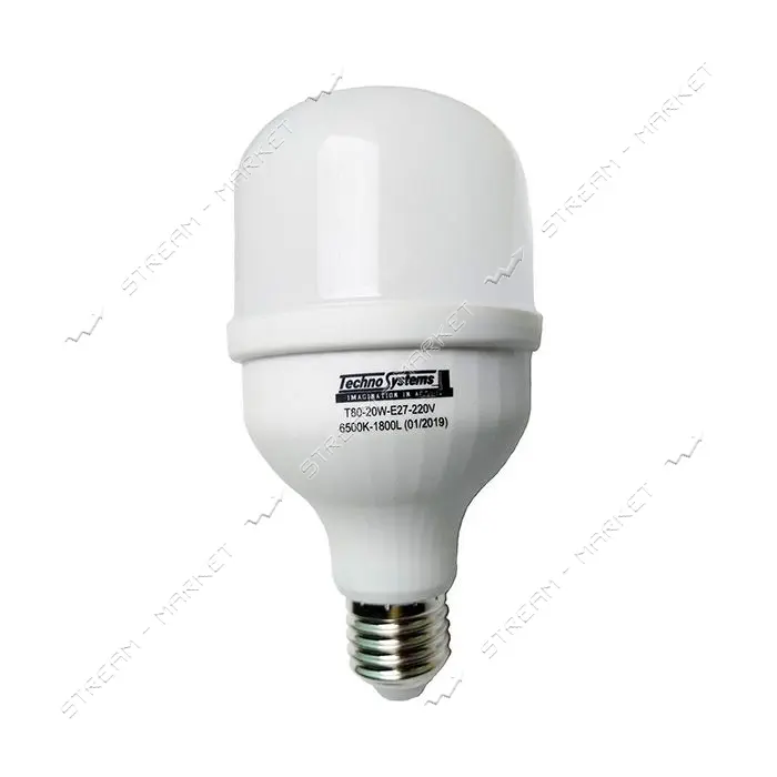 Лампа светодиодная Techno Systems LED BulbT80-20W-E27-220V-6500K-2100L ICCD