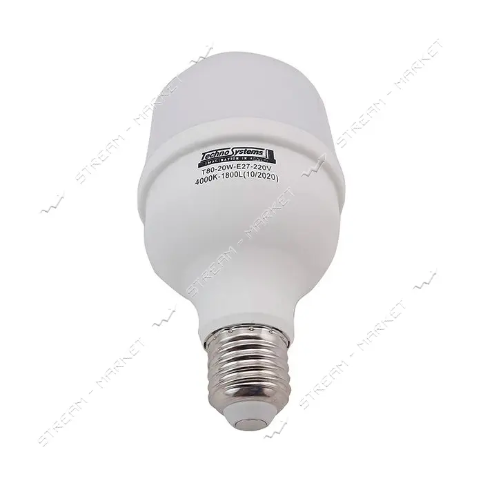 Лампа светодиодная Techno Systems LED Bulb T80-20W-E27-220V-4000K-1800L ICCD                        