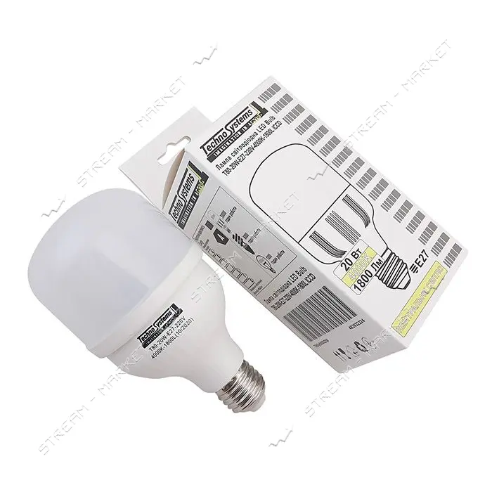 Лампа светодиодная Techno Systems LED Bulb T80-20W-E27-220V-4000K-1800L ICCD                        